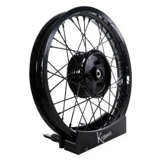 Felge schwarz 1,85x16, Nabe schwarz Speichen XL Edelstahl für Simson S51 S50 S53 Spatz Star Star Sperber Habicht KR51 Schwalbe Duo