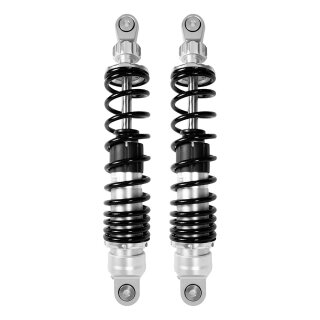 Premium Gasdruck Federbeine 360mm silber eloxiert mit schwarzer Feder für Simson S51 S50 S70 Enduro Tuning Stoßdämpfer Federung hinten 36cm