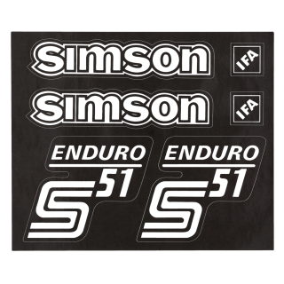 Aufkleber Satz Tank Seitendeckel transparent für Simson S51 Enduro