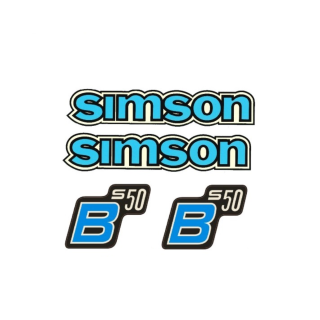 Aufkleber Satz für Simson S50 B, blau Tank Seitendeckel