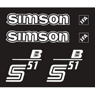 Aufkleber Satz Tank Seitendeckel für Simson S51 B transparent, durchsichtig