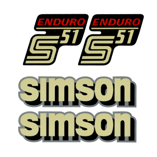 Wasserabziehbilder Satz Tank Seitendeckel beige-rot für Simson S51 Enduro Wasserschiebebilder