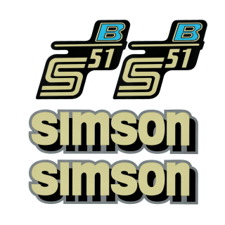 Wasserabziehbilder Satz Tank Seitendeckel für Simson S51 B beige-blau Wasserschiebebilder