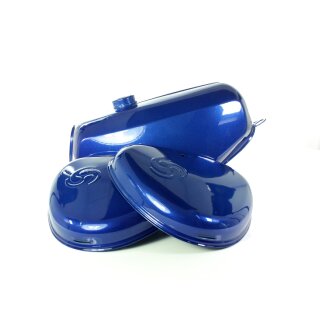 Premium Lackset blau metallic Tank + Seitendeckel für Simson S51 S50 S70 Kraftstoffbehälter mit Wirbel