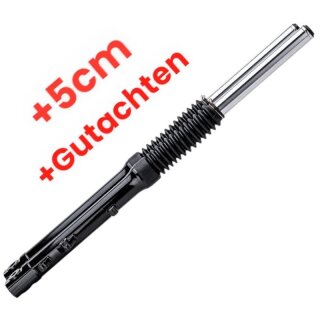 PZ Tuning Telegabel +5cm verlängert schwarz für Simson S51, S70, S50 SR50 S53 + Teilegutachten mit Aufnahme Scheibenbremse 76,5cm