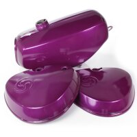 Premium Lackset lila metallic Tank + Export Seitendeckel eckig für Simson S51 S50 S70 Kraftstoffbehälter violett mit Wirbel