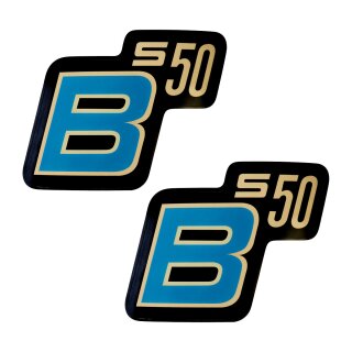 Paar Wasserabziehbilder für Simson S50 B S50B Schriftzug blau Logo Herz Wasserbild, kein Aufkleber