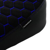 Premium Sitzbank für Simson S51 S50 S70 schwarz Nähte blau strukturiert gesteppter Bezug für Sitz, Sitzbank Tuning Honigwabe
