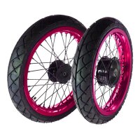 Kompletträder pink + Speichen schwarz XL 80/80 - 16,...