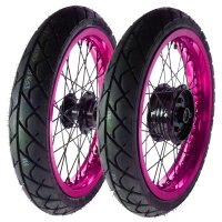 Kompletträder pink + Speichen schwarz XL 80/80 - 16,...