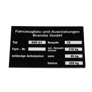 Original DDR Typenschild für Simson Duo 4-1 Plakette Rahmennummer 320kg