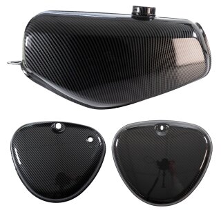 Tank + 2 Seitendeckel carbon optik für Simson S51 S50 S70 (S53, S83) Kraftstoffbehälter
