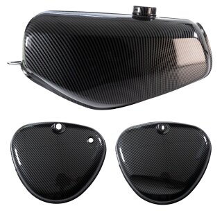 Tank + 2 Seitendeckel Enduro carbon optik für Simson S51 S50 S70 (S53, S83) Kraftstoffbehälter