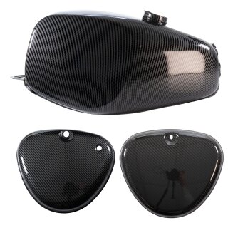 Büffeltank + 2 Seitendeckel carbon für Simson S51 S50 S70 (S53, S83) Kraftstoffbehälter
