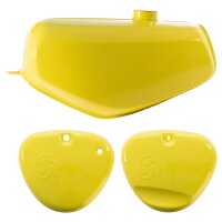 Lackset Tank + eckige Seitendeckel Wirbellogo rapsgelb...