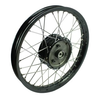 Premium Felge 1,85x16 breit Nabe schwarz Speichen Edelstahl  VA XL für Simson S51 S50 S53 Spatz Star Star Sperber Habicht KR51 Schwalbe Duo