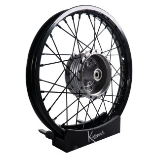 Speichenrad, Felge 1,50x16 + Speichen Edelstahl M4 XL schwarz, Nabe silber für Simson S51 S50 S53 Spatz Star Star Sperber Habicht KR51 Schwalbe Duo