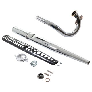 Enduro Auspuff hoch Krümmer Kalotte für Simson S51 E S50 S70E Enduro Chrom mit Gitter und Schelle Dichtungen Cross Motorcross Tuning