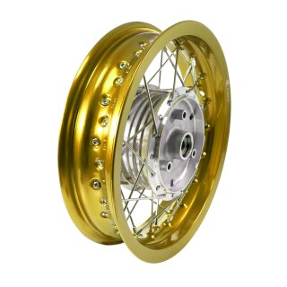 B-WARE Tuning Felge, Speichenrad gold poliert 2,50x12 Zoll für Simson SR50 SR80 Roller SD50 Albatros