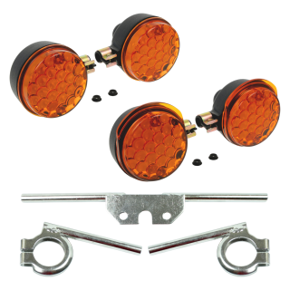 Satz Blinker für Simson S51 S50 S70 mit Haltern silber E-Zeichen