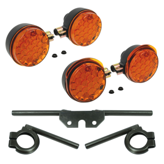 Satz Blinker für Simson S51 S50 S70 mit Haltern schwarz E-Zeichen