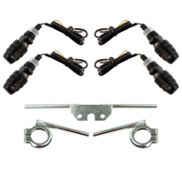 4 LED Mini Blinker schwarz 12V Halterungen verchromt...
