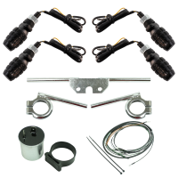 4 LED Mini Blinker schwarz 12V Halterungen verchromt für Simson S51 S50 S70 S53 E-Zeichen Blinkgeber Kabelbaum