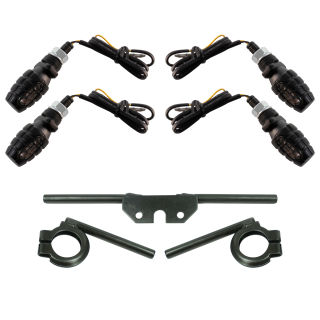 4 LED Mini Blinker schwarz 12V Halterungen schwarz für Simson S51 S50 S70 S53 E-Zeichen