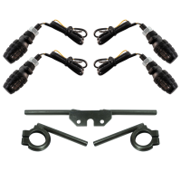 4 LED Mini Blinker schwarz 12V Halterungen schwarz...