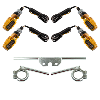 4 LED Mini Blinker camouflage 12V Halterungen verchromt für Simson S51 S50 S70 S53 E-Zeichen