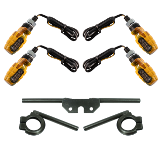 4 LED Mini Blinker camouflage 12V Halterungen schwarz für Simson S51 S50 S70 S53 E-Zeichen