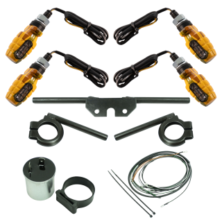4 LED Mini Blinker camouflage 12V Halterungen schwarz für Simson S51 S50 S70 S53 E-Zeichen Blinkgeber Kabelbaum