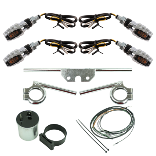 4 LED Mini Blinker verchromt 12V Halterungen verchromt für Simson S51 S50 S70 S53 E-Zeichen Blinkgeber Kabelbaum