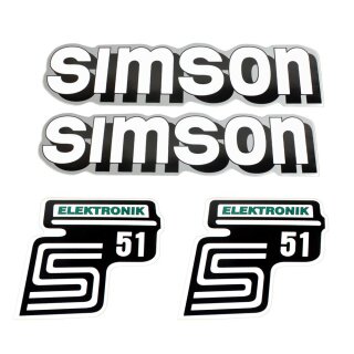 Set Tank Aufkleber Seitendeckel für Simson S51 Elektronik S50 weiß grün Klebefolien