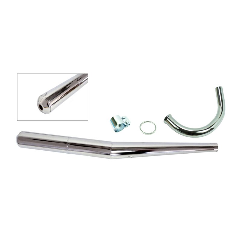 thumbnail image 2 of Chrome Exhaust Pot 40mm Angled For MZ ETZ 251 & 301 – Replika New 2 of 3