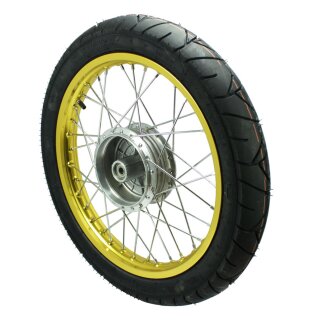 Komplettrad vorn Felge Gold für Simson S51 S50 S70 KR51 Schwalbe Spatz Star Sperber Habicht Duo Heidenau K55 Slickreifen Rad einbaufertig