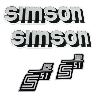 Set Klebefolien Aufkleber Tank Seitendeckel Simson S51 B S50 S51B  silber-grau