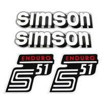 Set Aufkleber für Simson S51 S50 S70 Enduro S51E rot weiß...