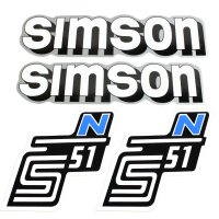 Simson 4x Klebefolie Tank Aufkleber Seitendeckel S51N...