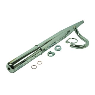 Auspuff für Simson SR50 Roller verchromt mit Krümmer Dichtung Schellen