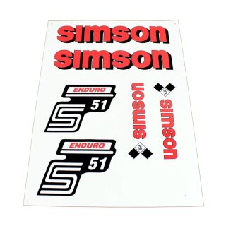 Aufkleber Satz für Simson S51 E Enduro Schriftzug Tank rot Kleber
