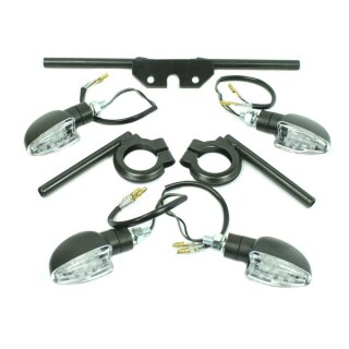 4 LED Tuning Mini Blinker schwarz klar 6V für Simson S51 S50 S70 S53 S83 Halter schwarz