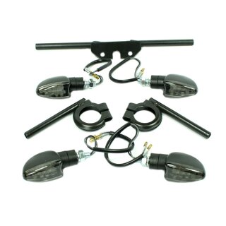 4 LED Tuning Mini Blinker schwarz rauch 6V für Simson S51 S50 S70 S53 S83 Halter schwarz