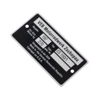 MZ ES150/1 Typenschild Plakette Alu VEB silber schwarz...