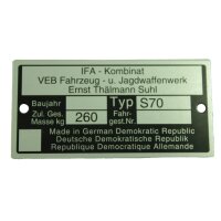 Typenschild Plakette für Simson S70 260kg Rohling...