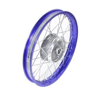 16 Zoll Speichenrad, Felge blau eloxiert Speichen chrom für Simson S51 S50 S70 S53 Star Duo Sperber Duo Habicht Spatz