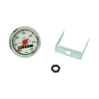 Tachometer 60 km/h Tacho Chromring 48mm für Simson Schwalbe KR51 SR4 Spatz Star Sperber Habicht