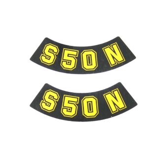 Aufkleber pass f Simson S50 N S50N Schriftzug gelb Klebefolie Kleber Logo Wasserbild Herz