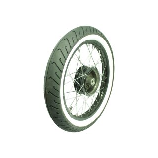 Vorderrad für Simson S50 S51 S70 KR51 Schwalbe Spatz Star Sperber Habicht Duo Felge + Nabe schwarz Weißwandreifen Mitas MC2 Speichen Edelstahl