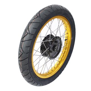Komplettrad vorn Felge gold Nabe schwarz, K55, Speichen Edelstahl für Simson S51 S50 S70 KR51 Schwalbe Star Sperber Habicht Duo
